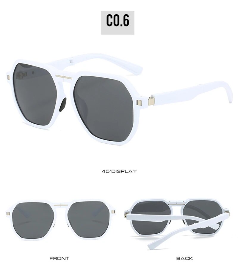 SHAUNA Retro Poligon Kare Kadın Polarize Katlanabilir Güneş Gözlüğü Shad UV400 Ins Popüler Moda Çay Yeşil Erkek Güneş_voghion.com