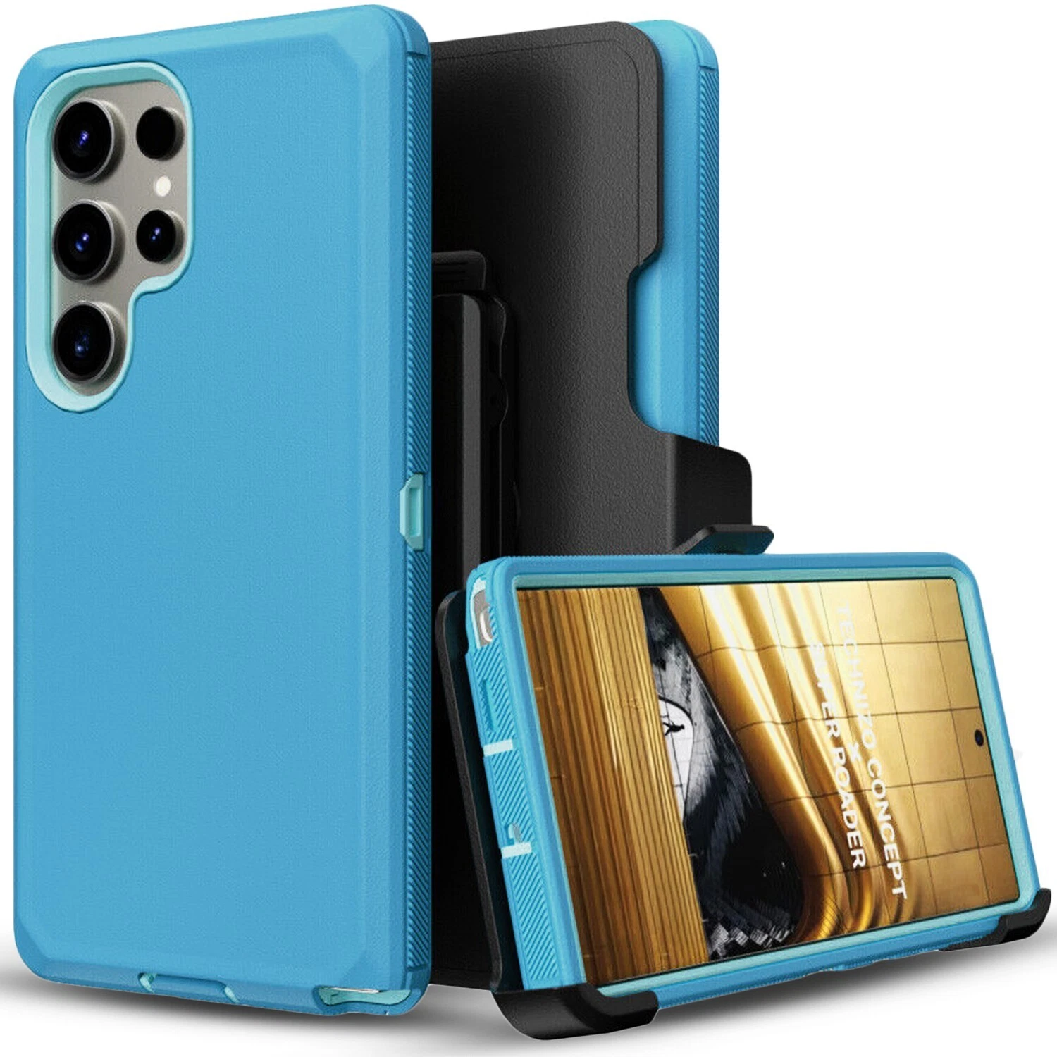 Funda con clip para Samsung Galaxy S22 Ultra/S22, compatible con Otter.box Defender + Screen_voghion.com