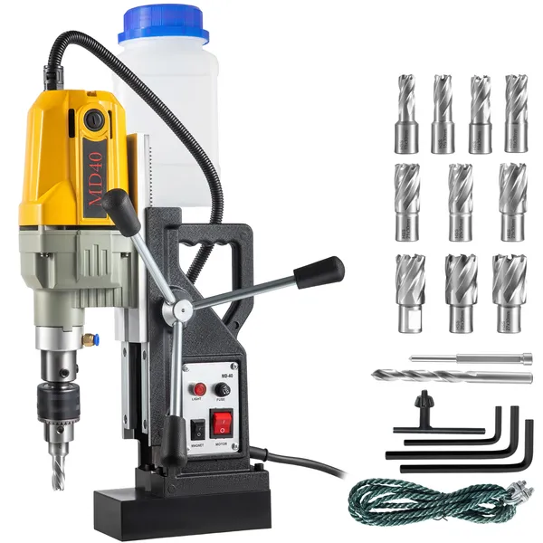 Magnetic Drill Press With 12 Bits For Portable Metal Drilling_voghion.com