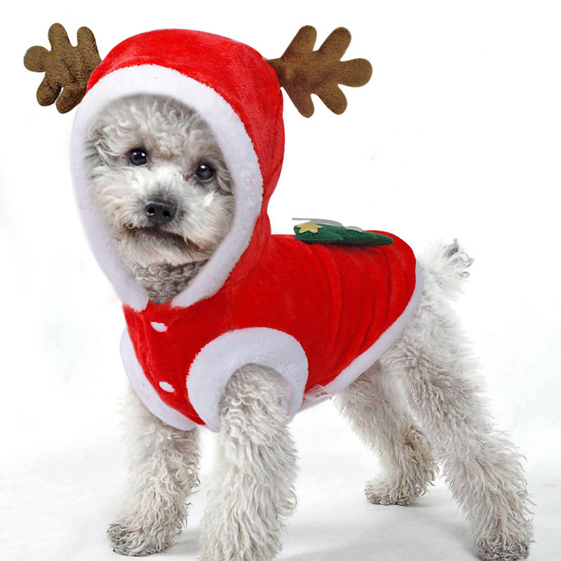 Christmas Pet clothing Flannel warm festive costume Dog Clothing Cat Moose Christmas costume New Year's Father