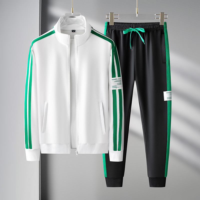 Ropa de hombre Traje deportivo de primavera y otoño Sudadera deportiva de ocio para hombre Traje de chándal Cárdigan con cremallera Traje de dos piezas Moda masculina