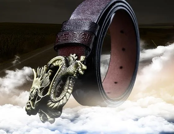Naujo stiliaus, aukštos kokybės, firminio dizainerio diržai su vario drakono sagtimi vyrams ir moterims, juosmens diržas su natūralia oda_voghion.com