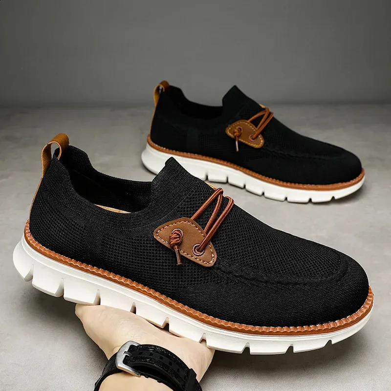 Baskets plates et légères en maille respirante pour homme, chaussures de marche et de conduite, collection printemps-automne 250228_voghion.com