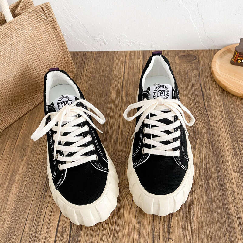 Canvas Platform Sneakers For Women Chunky Vulcanized Shoes_voghion.com