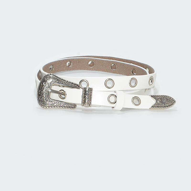 Belt pure cowhide texture needle buckle Korean version trendy casual versatile thin belt women's style_voghion.com