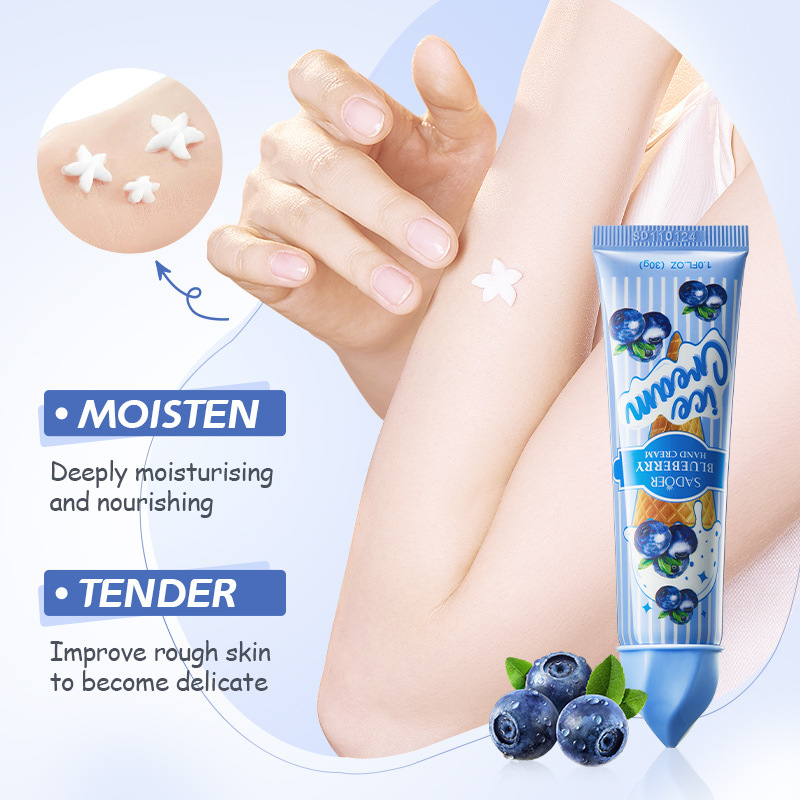 SADOER Crème pour les mains hydratante anti-fissures sèches à la myrtille pour l'automne et l'hiver_voghion.com