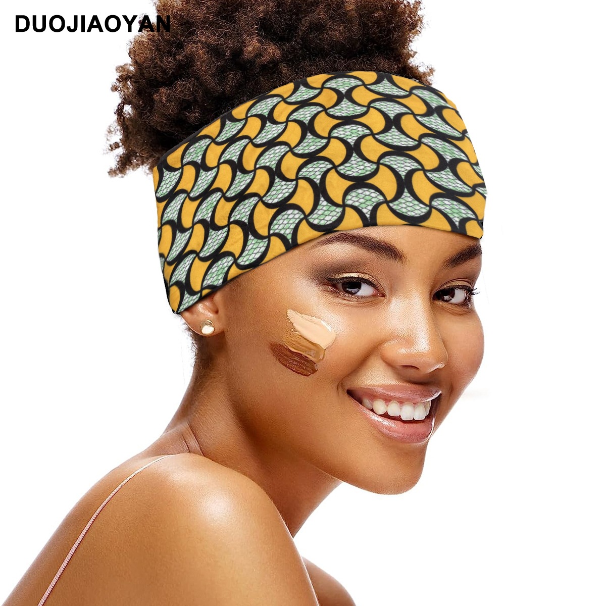 Unisex Knot headband Color matching pattern printed sports headband Fashion polka dot wide edge elastic headband_voghion.com