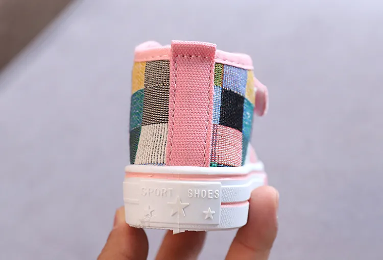 Children's Casual Shoes High Top Toddlers Kids Canvas Sneakers for Boys Girls Fashion Classic Checkered Soft Rubber Sole_voghion.com