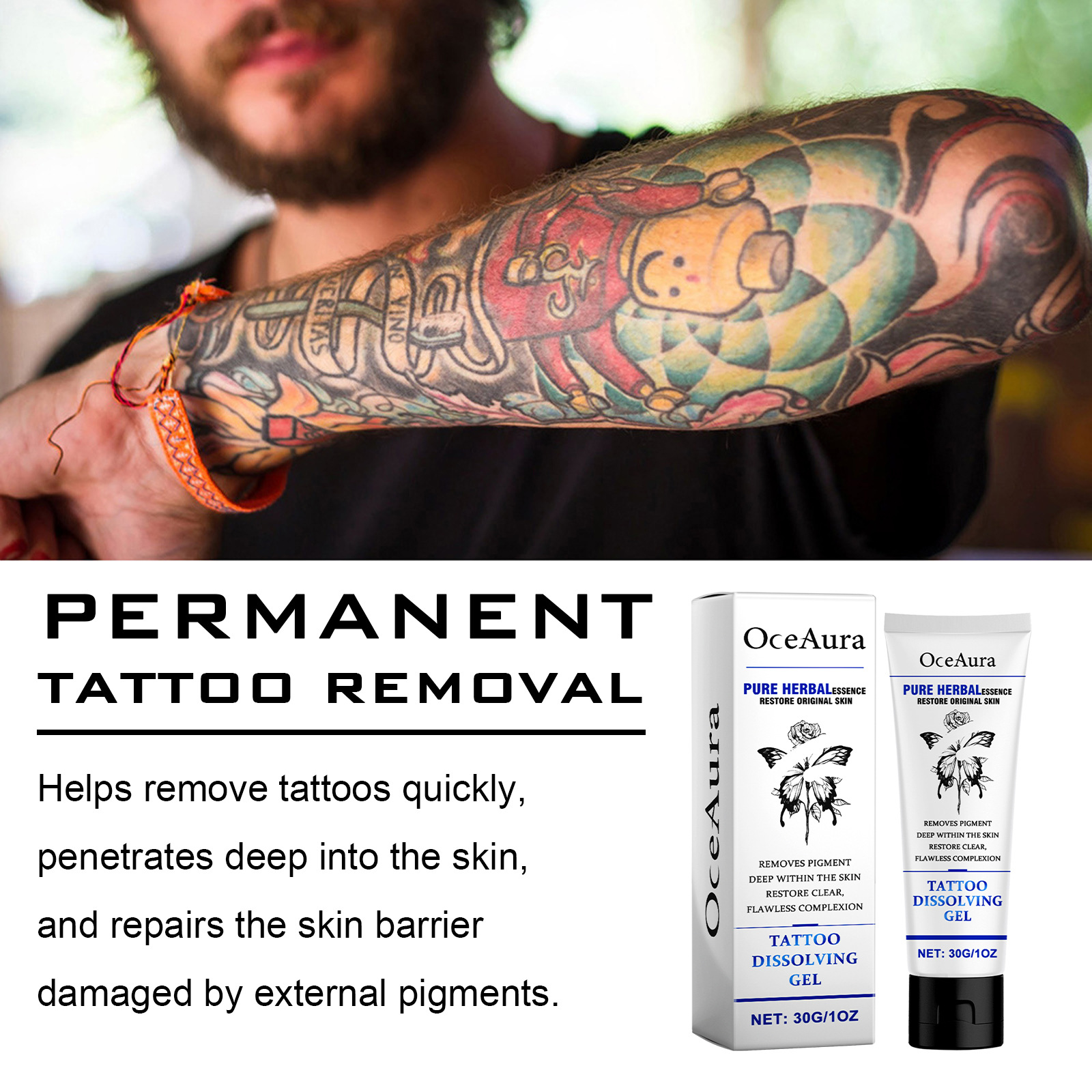 Gelul pentru tatuaje OceanAura hidratează pielea tatuată, repară textura, brodează și luminează crema de îngrijire a pielii_voghion.com