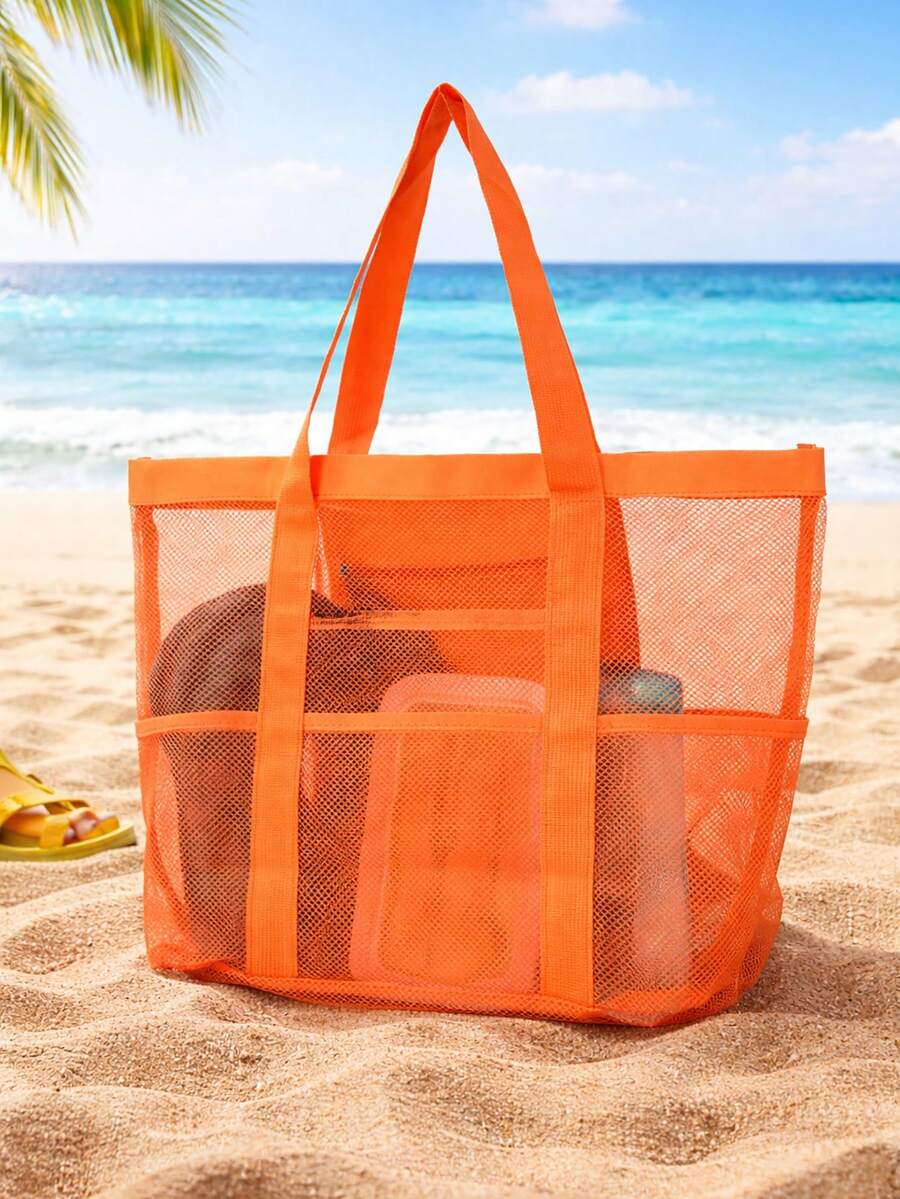 Hollow Polyester Large Capacity Travel Laundry Swimming Storage Minimalist Mesh Beach Bag, Mother's Day Gift For Mom_voghion.com