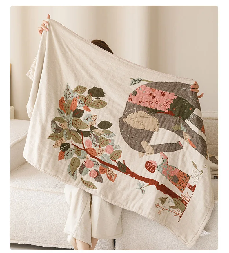 Premium Four-layer Cotton Gauze Bath Towel And Multi-use Blanket_voghion.com