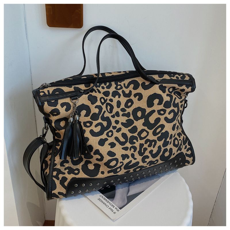Handtaschen Große Kapazität im französischen Stil Damen 2023 Neue Tasche mit Leopardenmuster Einkaufstasche_voghion.com