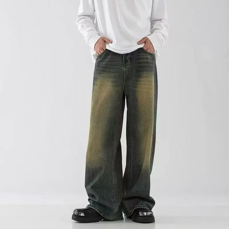 Herren Jeans Im American Vintage Stil Lockere Passform Weites Bein_voghion.com