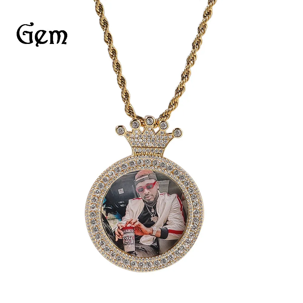 8 Styles Fine Quality Custom Photo Pendant Necklace Cubic Zircon Hip Hop Personalized DIY Picture Jewelry Bijoux_voghion.com