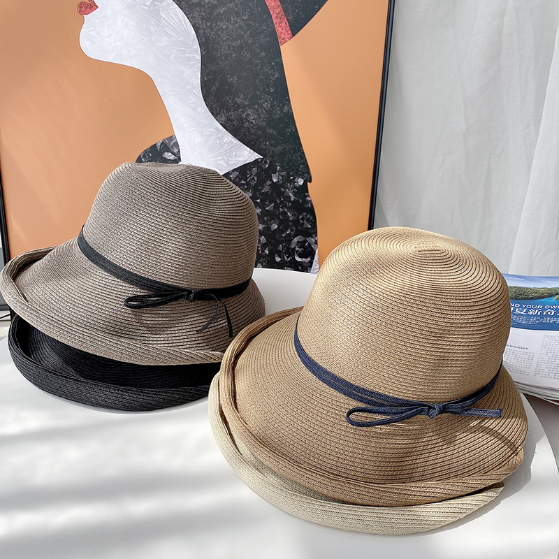 Internet-Berühmtheit Hepburn-Stil Stroh Strand Japanischer Gras Sonnenhut, weiblicher Sommer Fischerhut_voghion.com