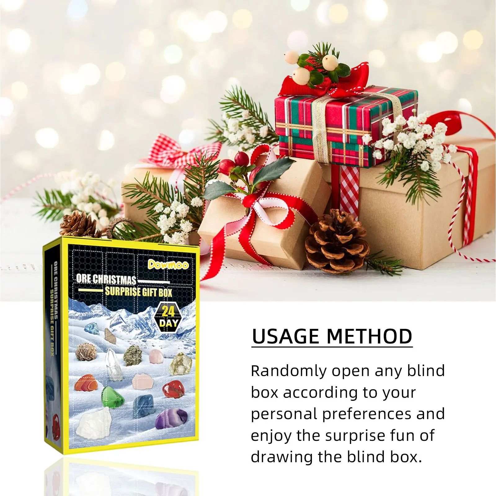 Dowmoo 24 Grille Ore Blind Box Christmas 24 Days Multi-Colored Ore Toy Gift Box_voghion.com