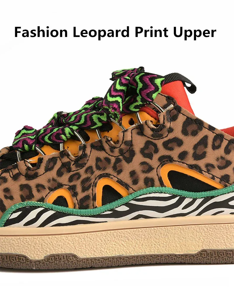 Chaussures de skateboard à imprimé léopard pour hommes, baskets vulcanisées à plateforme, chaussures pour hommes 250310_voghion.com