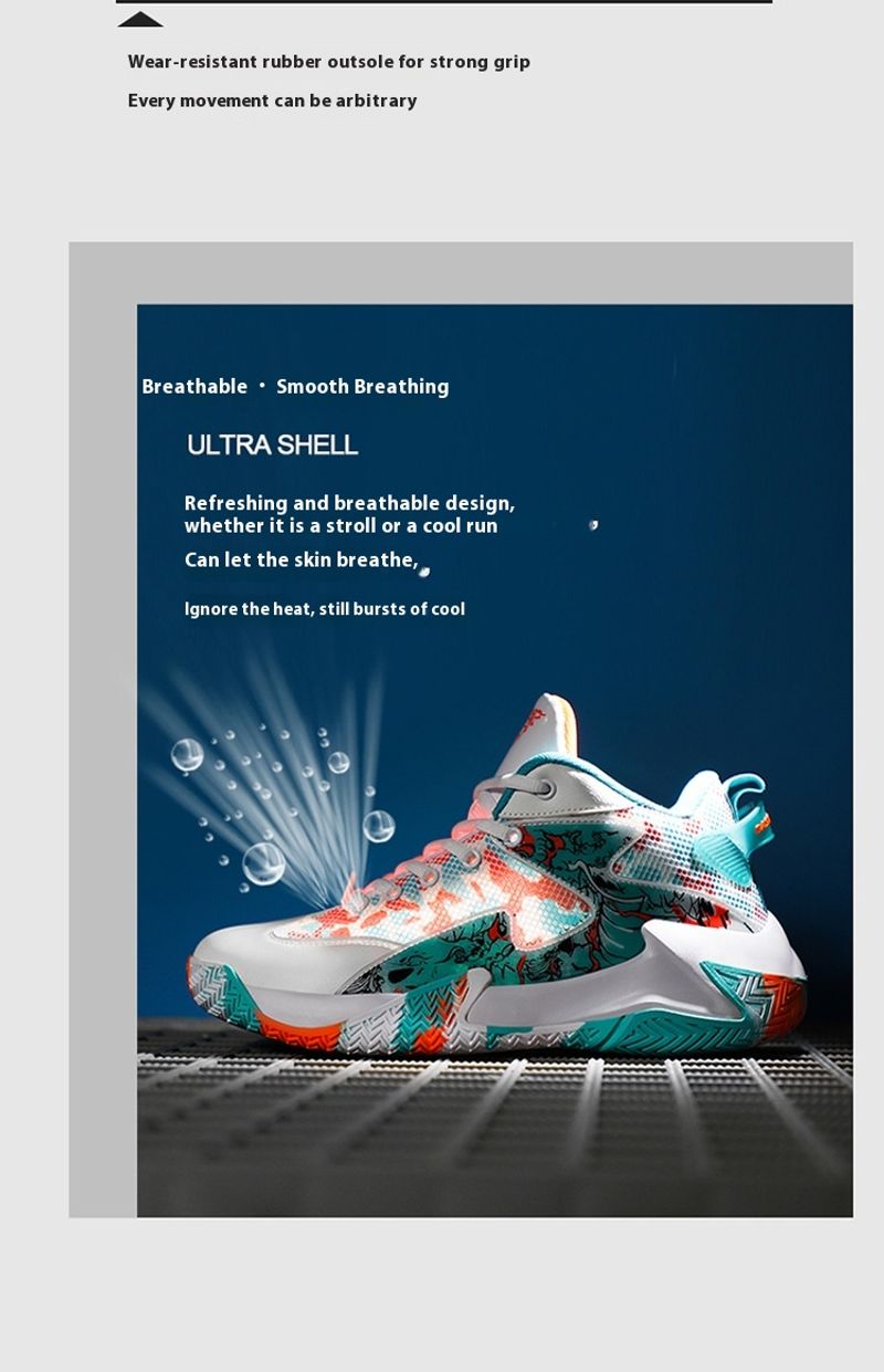 Leichte, atmungsaktive, bequeme Basketballschuhe für Sportstudenten mit Dämpfung und Rückprall_voghion.com