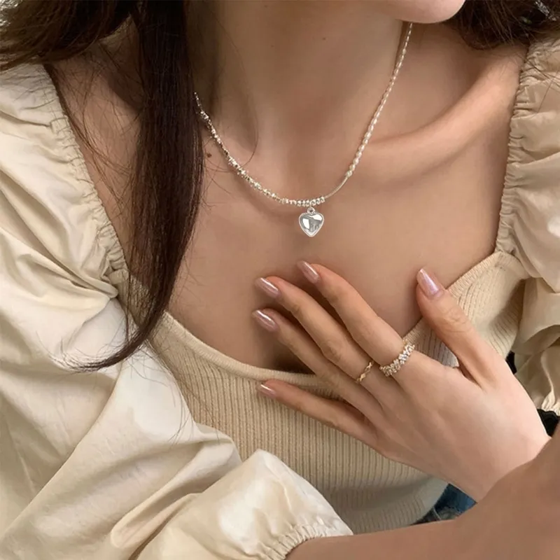 Chains Sweet Cool Heart Stackable Necklace Temperament Clavicle Chain Collar_voghion.com