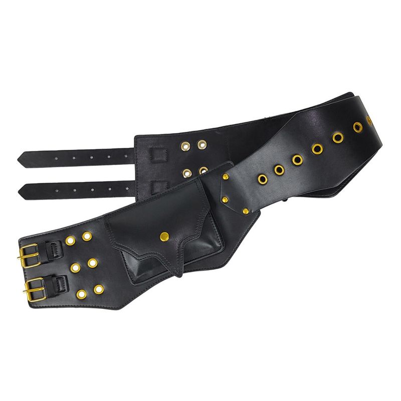 Western Cowboy-Stil Doppelschnalle Metall Niet dreidimensionale Ledergürtel Persönlichkeit Trend Freizeit Mini Gürtel_voghion.com