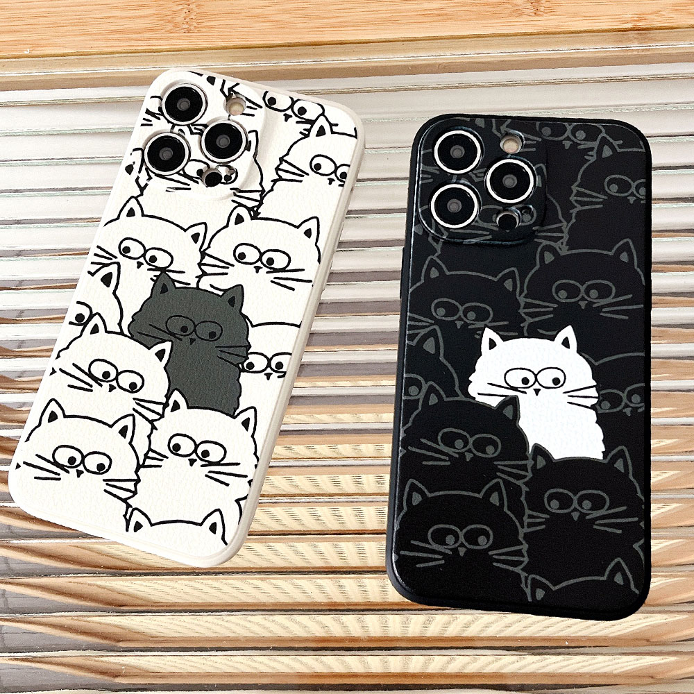 Custodia protettiva per fotocamera con motivo gatto bianco e nero per Samsung S24 S23 S22 S21 S20 FE S10 NOTE 10 20 LITE PRO ULTRA PLUS_voghion.com