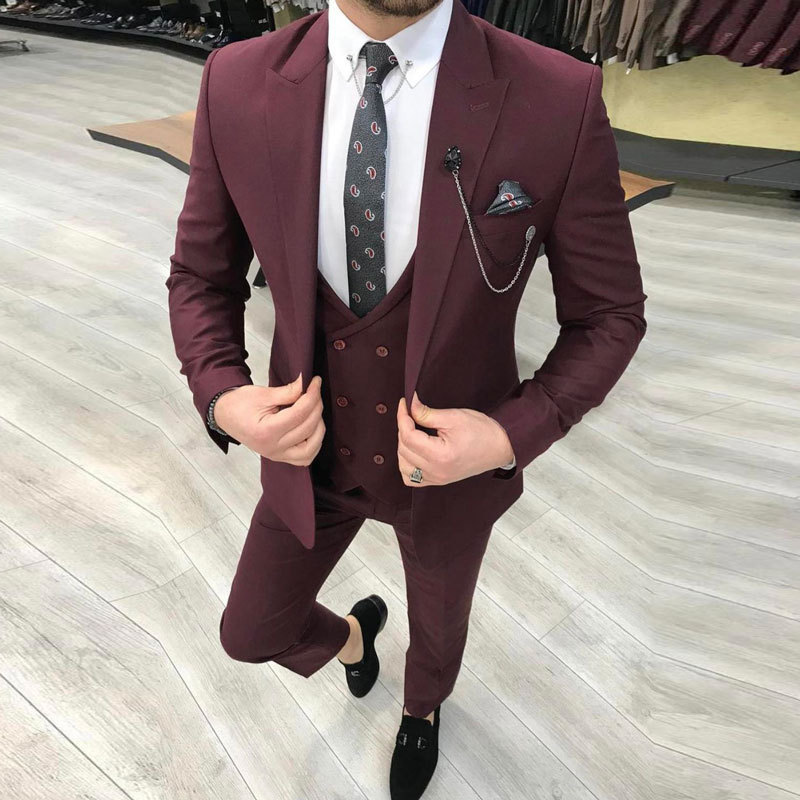 Fat up three piece set host banquet men's suit groomsman groom's formal dress_voghion.com