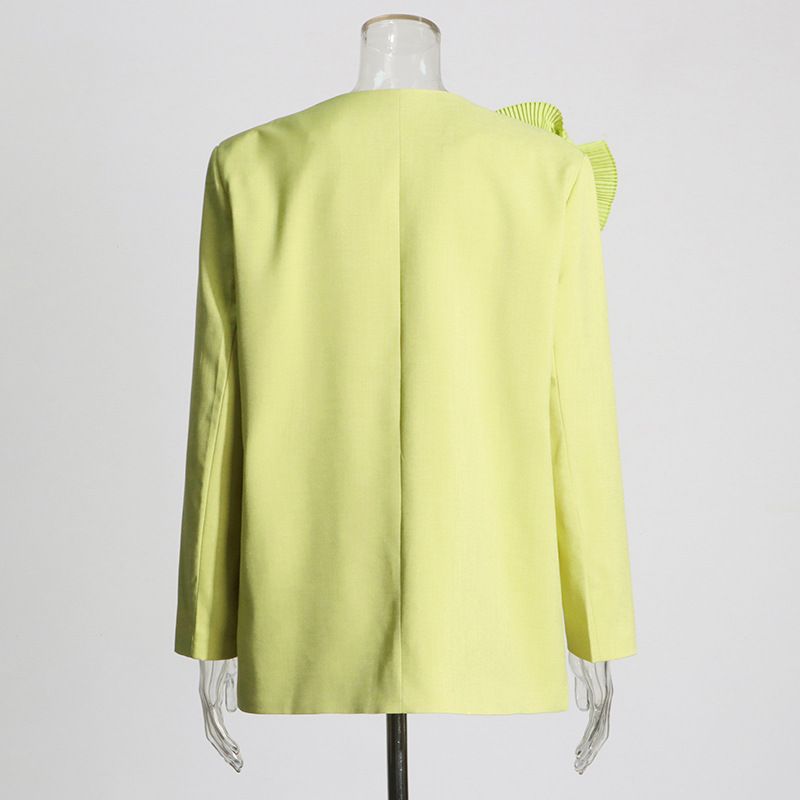 Women's Clothing Temperamental commuting one button V neck 2024 new design sense splicing three dimensional large plate_voghion.com