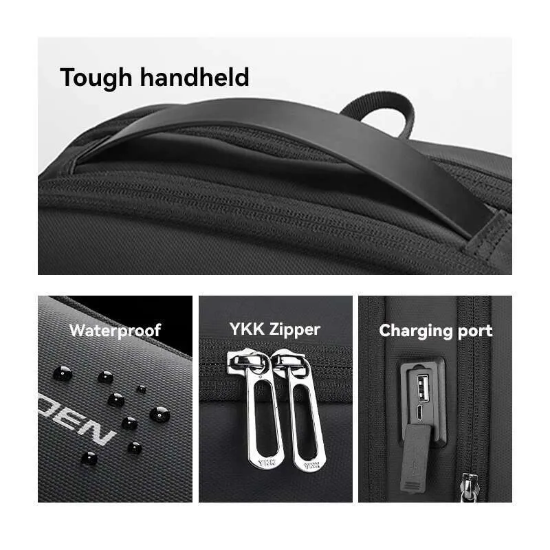 MARK RYDEN Slimmad bärbar dator för män, minimalistisk ryggsäck, YKK-dragkedja, reptålig med USB-kabel_voghion.com