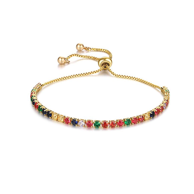 Novos produtos Pulseira ajustável de cristal colorido com zircônia e diamantina para mulheres_voghion.com