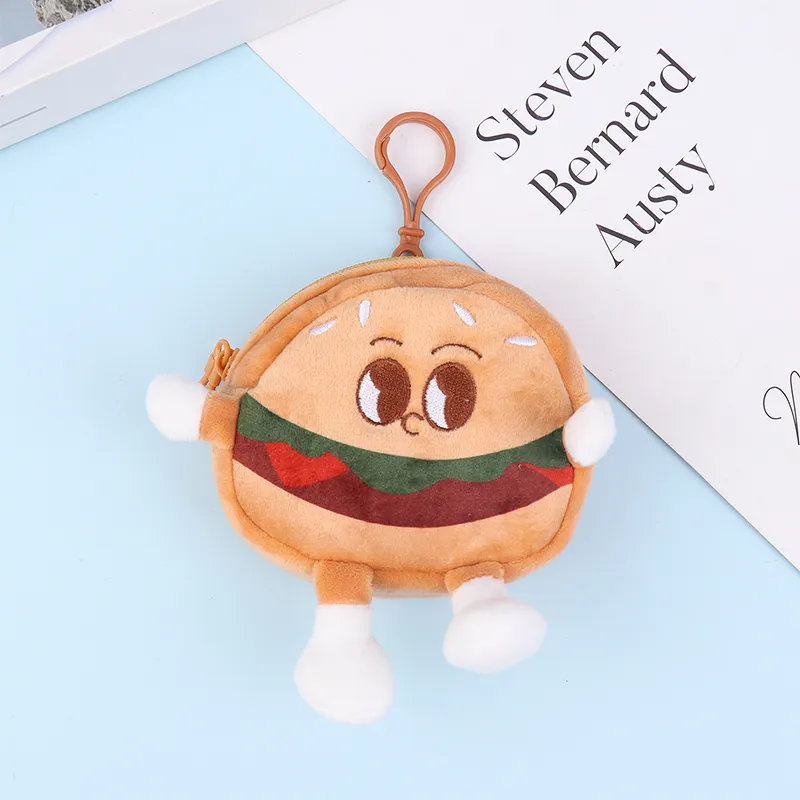 Cute Hamburger Biscuit Coin Purse Plush Cake Headphone Organizer B Keys Cards Store Bs Kids Birthday Gifts_voghion.com