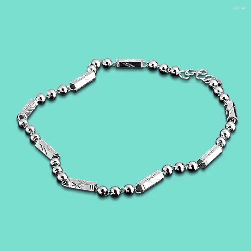 Sterling Silver Chain Necklace For Men Geometric Vintage Style_voghion.com