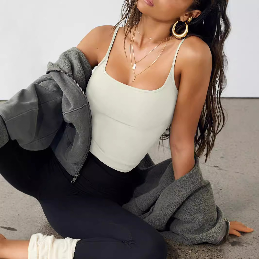 Women’s Summer Style Milk Silk Slim Short Vest Top Hot Girl Suspenders Bottoming Inner Wear European American Clothing