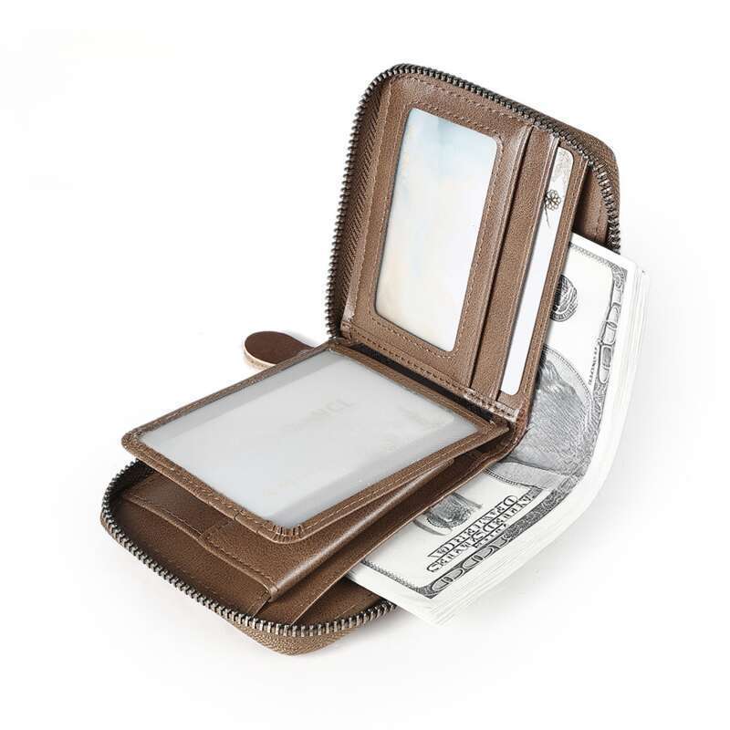 Cowhide Coin Purse, Zipper Wallet, Horizontal Multifunctional Wallet_voghion.com