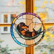 Dachshund In Hammock Suncatcher - 8x8" Acrylic Art. Adorable Decor For Dog Lovers, Perfect As A Unique Gift._voghion.com