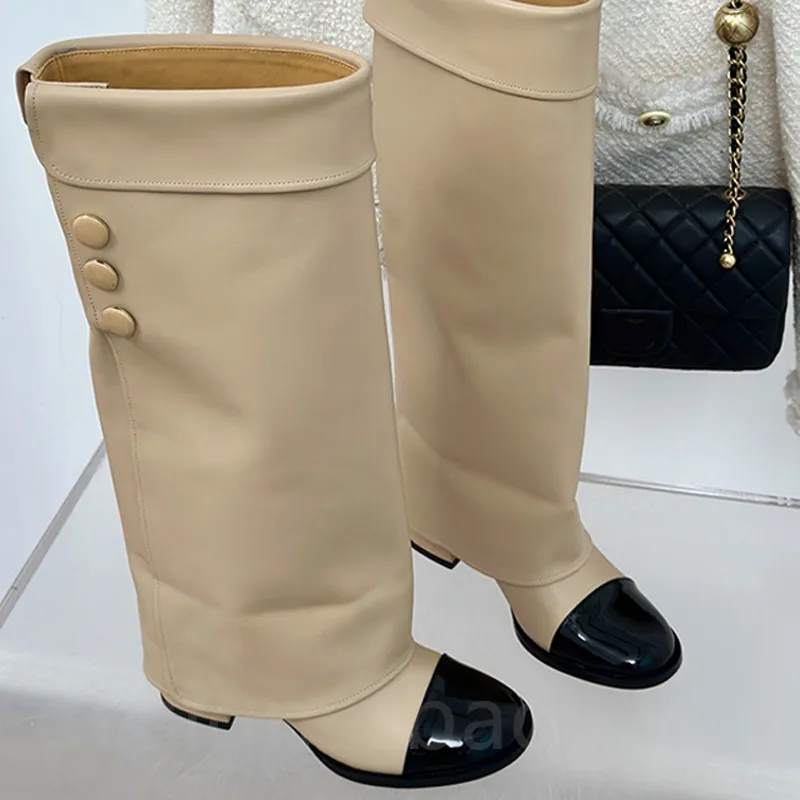 Nouvelles bottes à talons épais pour femmes, bottines de créateur, automne et hiver, style Martin, mode western, bout rond, à enfiler_voghion.com