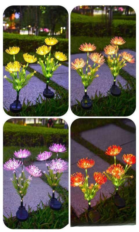 Nueva lámpara LED de diente de león con energía solar para enchufar en el suelo, para exteriores, para decorar patios, con simulación de césped y césped._voghion.com