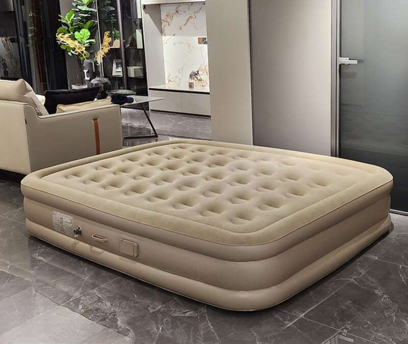 ¡Imprescindible para acampar al aire libre! Cama inflable individual, doble y de doble capa de gran grosor para uso doméstico, ideal para disfrutar de momentos de ocio geniales._voghion.com