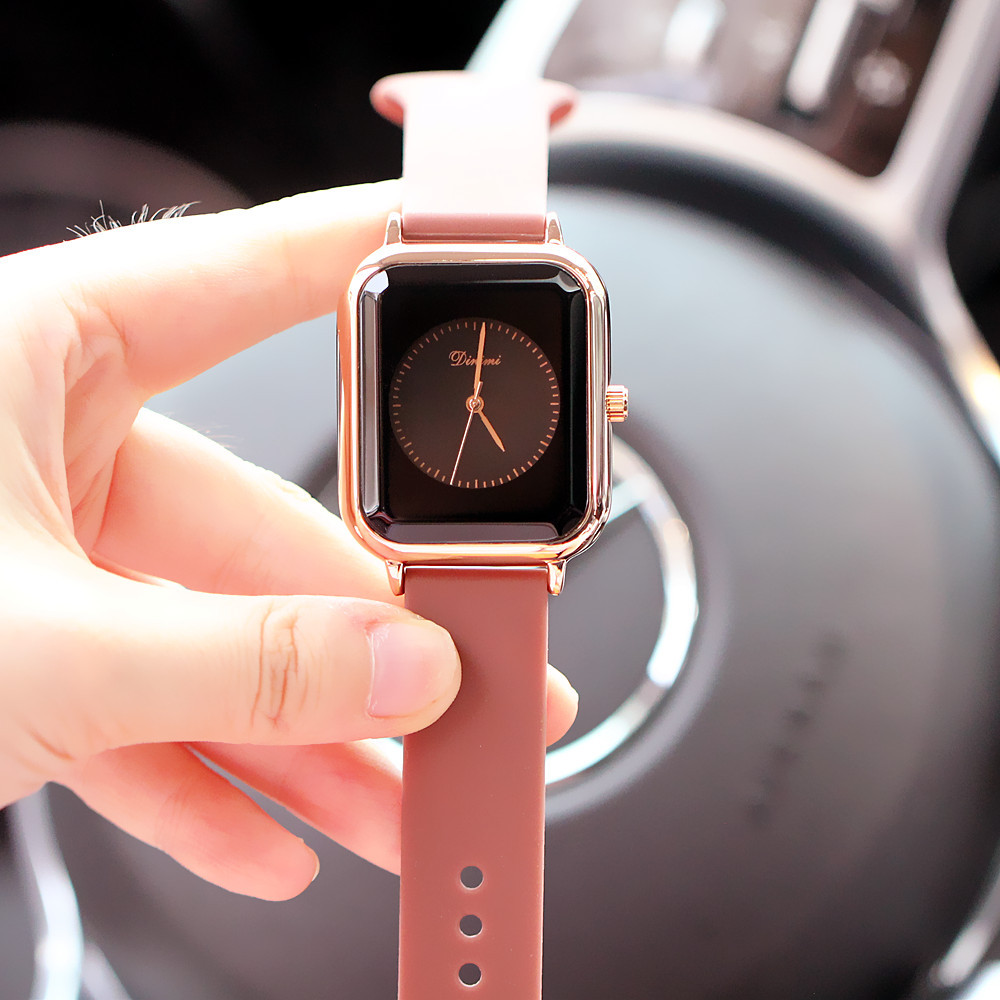 Ceas de damă nou la modă, stil Pointer, dreptunghiular, cu bandă din silicon, cu cuarț, impermeabil, versatil_voghion.com