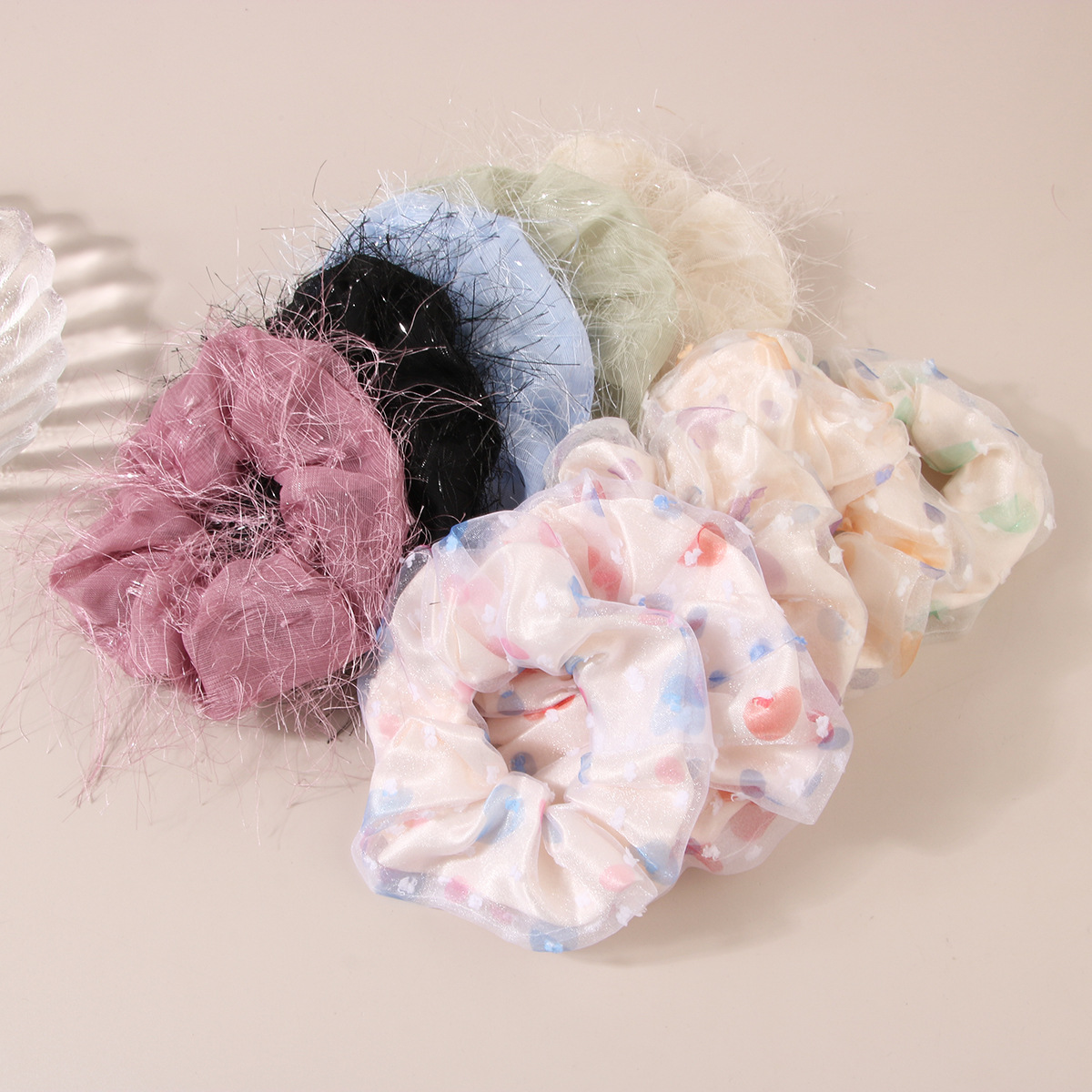 2023 new style super fairy bright silk large intestine hair ring Korean style mesh large intestine hair ring hair rope ball hair accessories wholesale_voghion.com