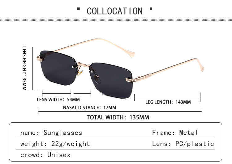 Square Frame Square Small Frame Sunglasses - Retro Frameless Trend (Fashion Trends, Unisex Design，Hot-selling )​_voghion.com