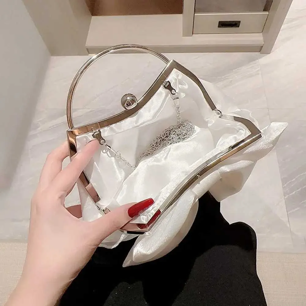 Gyllene siden rosett kväll elegant och trendig bankett clutch kedja axelväska plånbok för kvinnor festväska_voghion.com