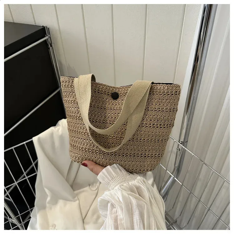 Personalisierte Stroh Tragetasche Für Damen Retro Strandhandtasche_voghion.com