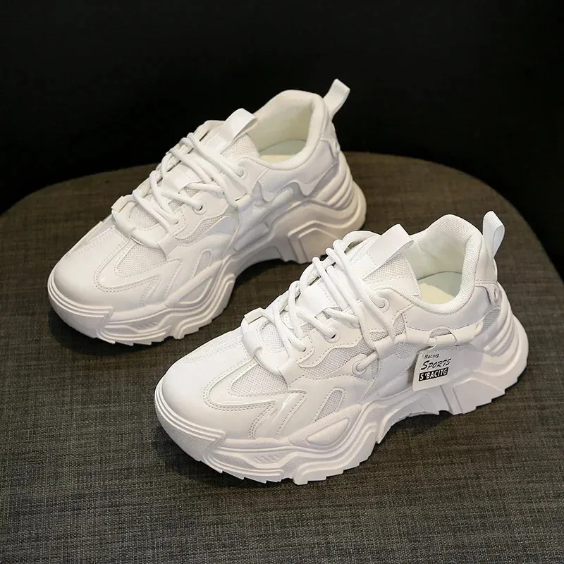 Fashion Platform for Womens Outdoor Lace-up Casual Shoes Breathable Chunky Sneakers Women Non Slip atillas Mujer 240612_voghion.com