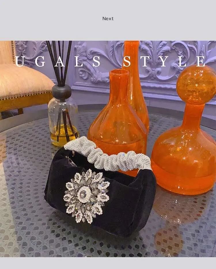 Glitter Shiny Rhies Dia Evening Fashion Hobo Women's Handbag Wedding Party Clutch Purse Crossbody Bag Street Dressing_voghion.com