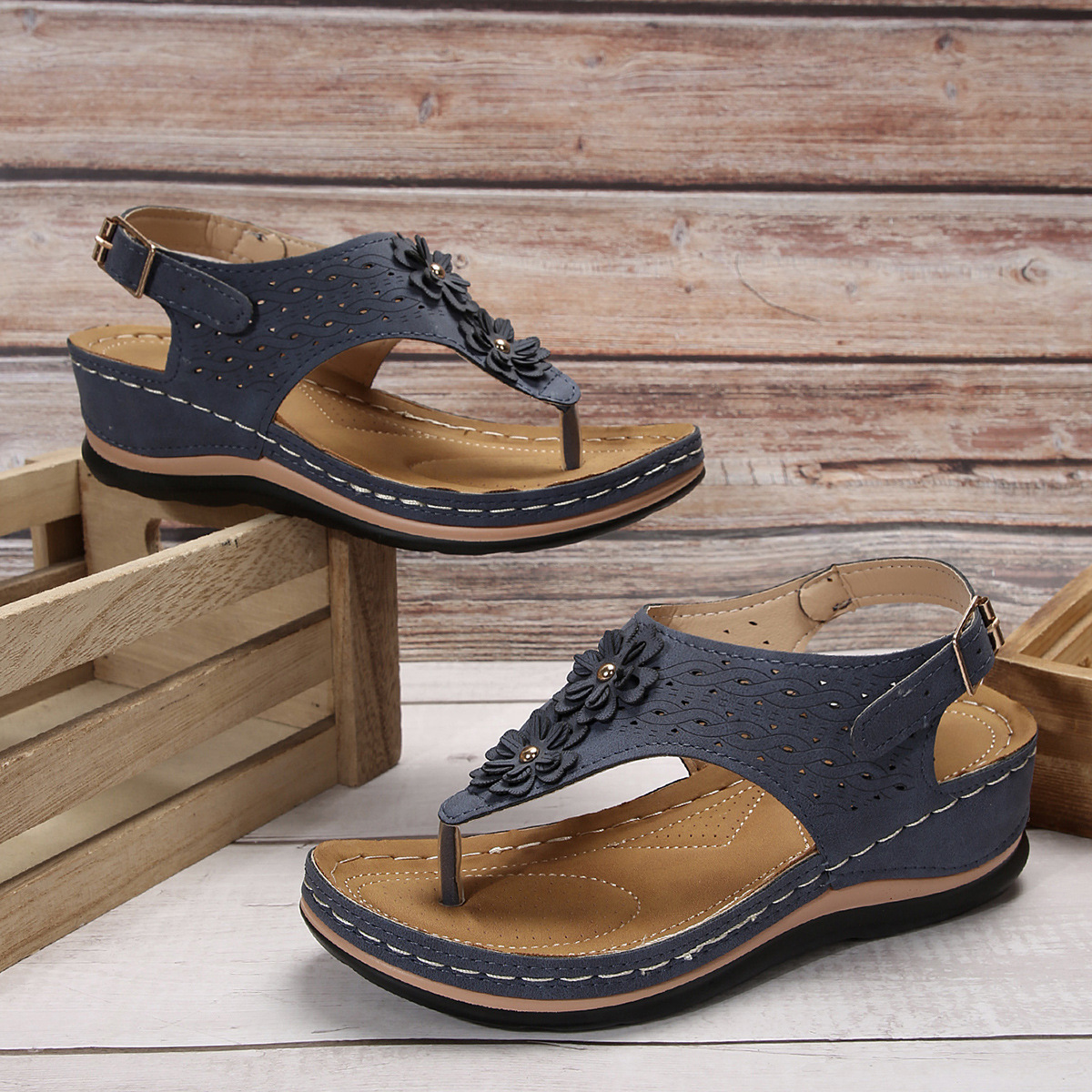 Flat Sandals For Women Herringbone Style Summer Rubber Sole_voghion.com