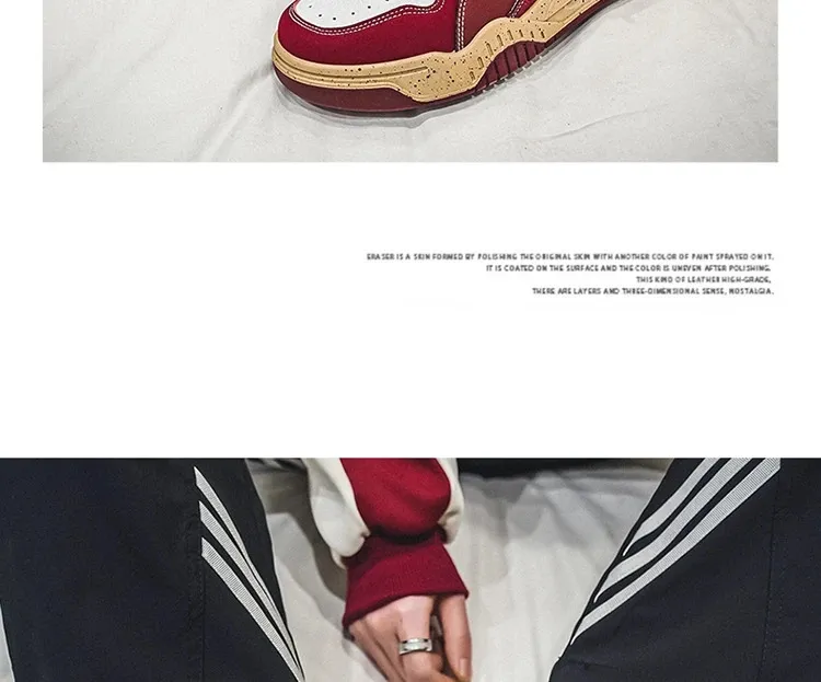 Modne, platformowe, retro, czerwone, uliczne, hip-hopowe buty męskie, trampki do skateboardingu, męskie, niskie, codzienne, sportowe buty sportowe 250310_voghion.com