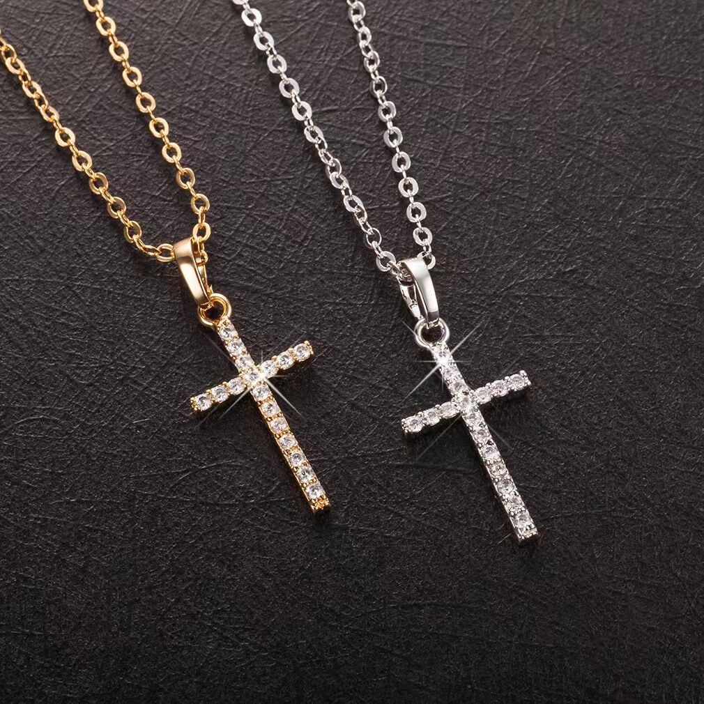 Gioiello con ciondolo a croce al collo, versione coreana con collo in zircone, 'collo hip hop più venduto'_voghion.com