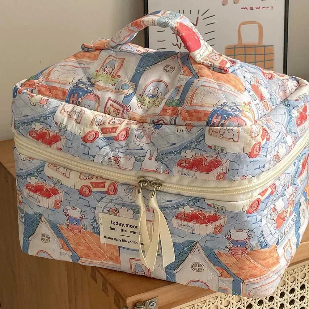 Geantă de mână portabilă cu fermoar retro pentru machiaj, model de animale cu desene animate, geantă de machiaj, ruj, depozitare pentru cosmetice, Y241023_voghion.com