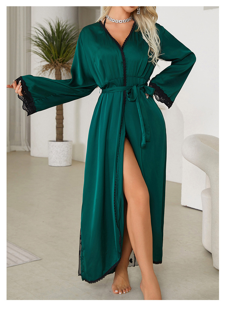 Pijamale sexy pentru femei, pijamale din plasă, din mătase gheață, lungi, pentru noapte, halat de noapte exterior_voghion.com