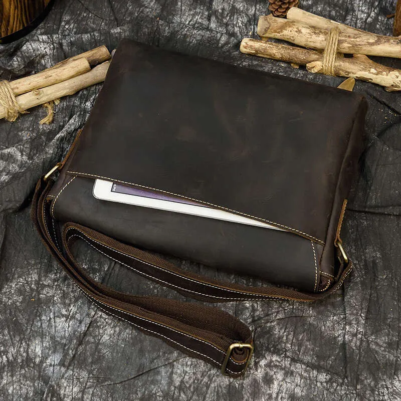 Vintage Crazy Horse Aktentaschen Laptop Büro Für Männer Abdeckung Messenger herren Leder Tasche Computer Taschen_voghion.com
